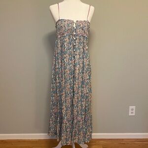 Free People Floral Blue and Pink Maxi Dress